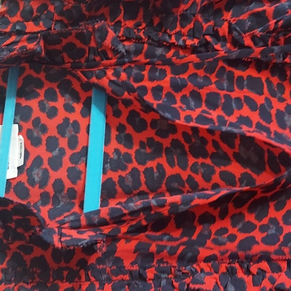 ZADIG & VOLTAIRE Tibo Leopard Print Red Black Ruffle Blouse Top Sz M - Picture 8 of 16